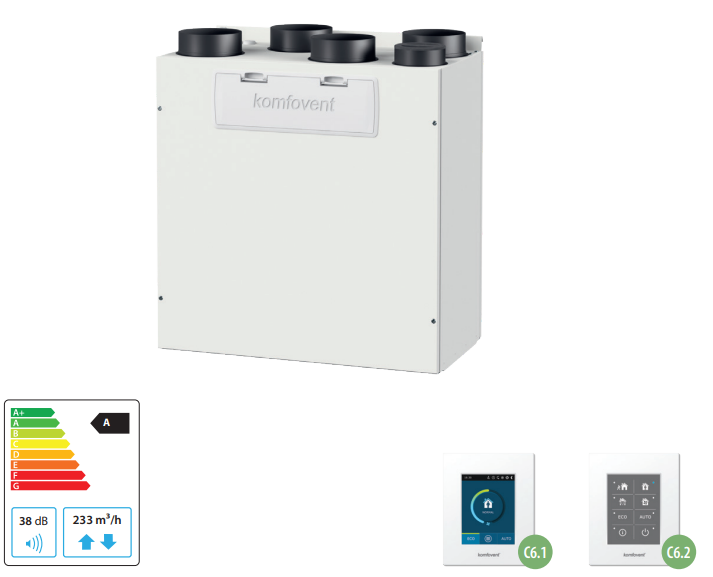 Rotacinis rekuperatorius Komfovent Domekt R 200 V NEW nuotrauka